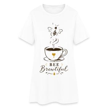 BEE Brewtiful Kaffeebecher Design - Frauen T-Shirt-Kleid - Weiß - Vorne
