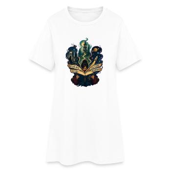 Ich lese nicht zu viel. Ich lebe mehrfach! - Frauen T-Shirt-Kleid - Weiß - Vorne