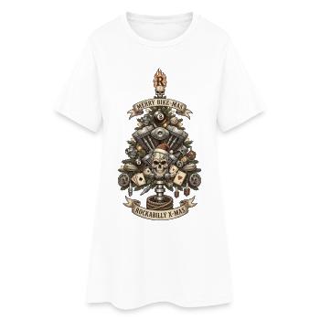 Rockabilly Xmas Skull Engine - Frauen T-Shirt-Kleid - Weiß - Vorne