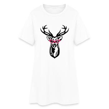 Cerf avec des lunettes rétro - Robe T-shirt Femme - blanc - Devant