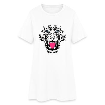 Tiger Face 3 - Frauen T-Shirt-Kleid - Weiß - Vorne