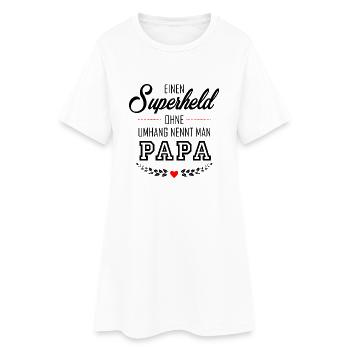 SUPERHELD PAPA - Frauen T-Shirt-Kleid - Weiß - Vorne