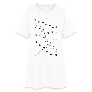 animal tracks trace trail spoor deer wild boar - Women’s T-Shirt Dress - white - Front