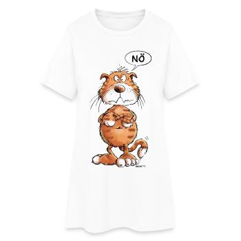 Mürrische Nö Katze I Katzenmotiv Comic Statement - Frauen T-Shirt-Kleid - Weiß - Vorne