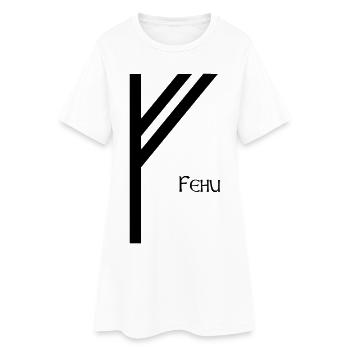 Rune Fehu avec Nom Noir – Viking Futhark - Robe T-shirt Femme - blanc - Devant