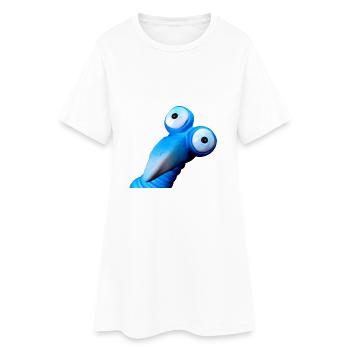 oiseau bleu drôle avec de grands yeux - Robe T-shirt Femme - blanc - Devant