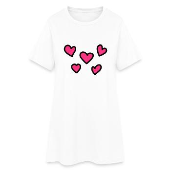 cœurs - Robe T-shirt Femme - blanc - Devant
