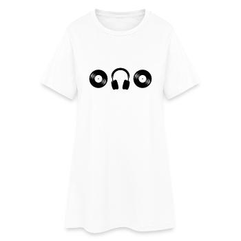 Vinyle casque DJ casque plaque Club musique - Robe T-shirt Femme - blanc - Devant