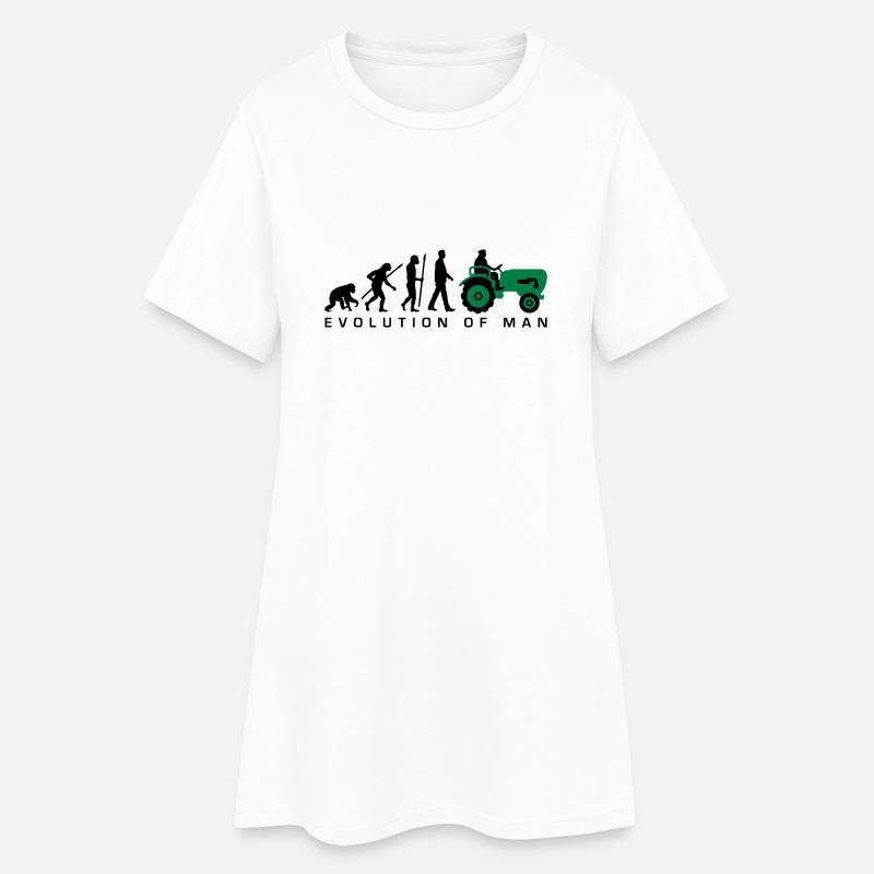 evolution_bauer_mit_traktor_032013_a_2c - Frauen T-Shirt-Kleid - Weiß