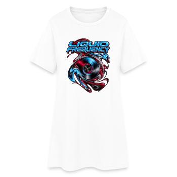 Flüssigfrequenz-Flüssigvinyl - Frauen T-Shirt-Kleid - Weiß - Vorne