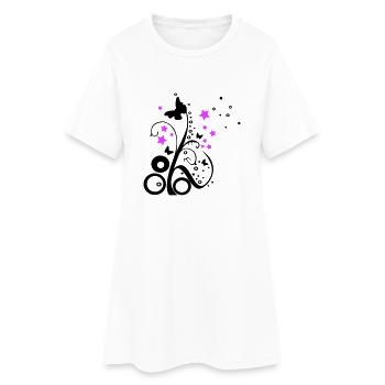 Spring || zweifarbig - Frauen T-Shirt-Kleid - Weiß - Vorne