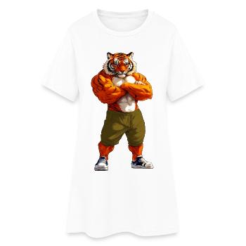Tiger Sport Tier - Frauen T-Shirt-Kleid - Weiß - Vorne
