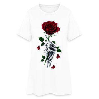Main De Squelette Rose Rouge Rose Gothique - Robe T-shirt Femme - blanc - Devant