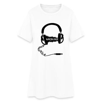 Headphones Audio Wave Motif: Hardcore music - Women’s T-Shirt Dress - white - Front