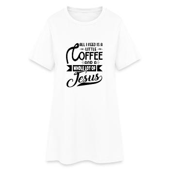 All i need is a little Coffee and a lot of Jesus - Frauen T-Shirt-Kleid - Weiß - Vorne