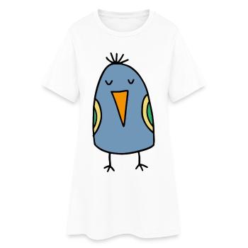 Lustiger Vogel - Frauen T-Shirt-Kleid - Weiß - Vorne