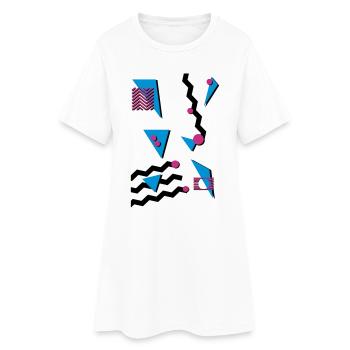 Retro Muster - Frauen T-Shirt-Kleid - Weiß - Vorne