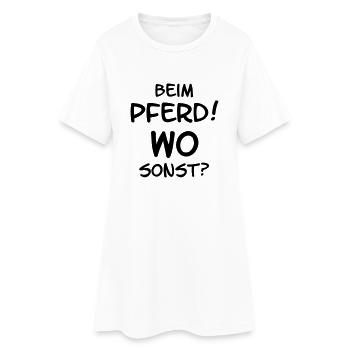 beim Pferd wo sonst - Frauen T-Shirt-Kleid - Weiß - Vorne
