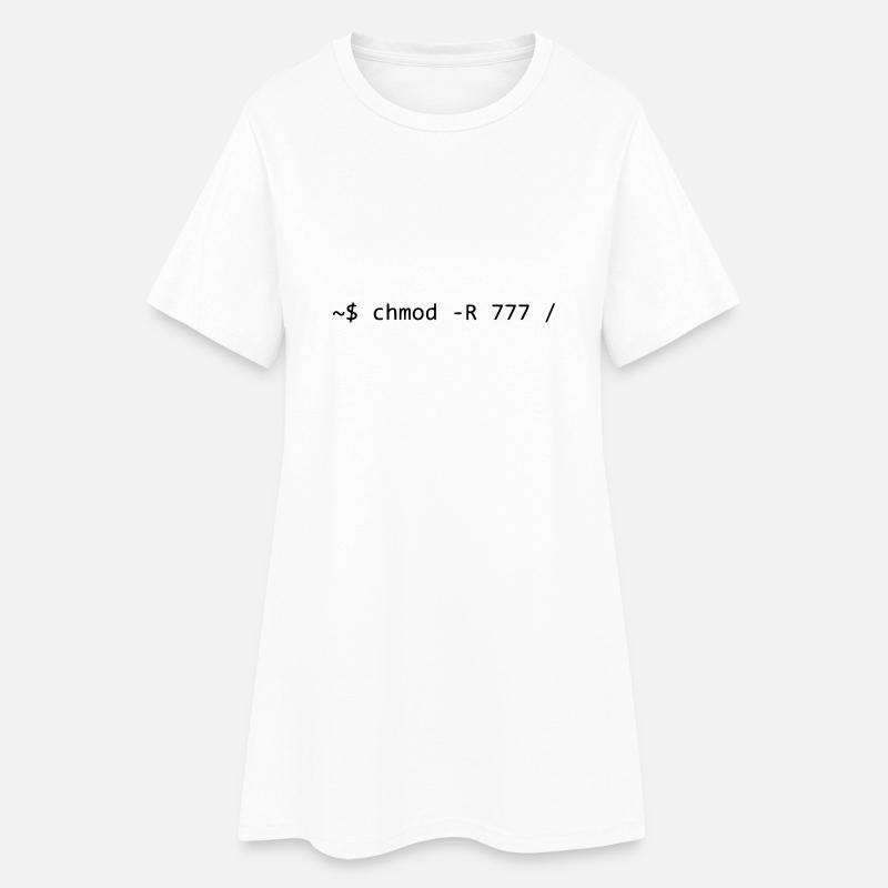 CHMOD 777 - GRANT ALL PRIVILEGES - LINUX BASH - Frauen T-Shirt-Kleid - Weiß
