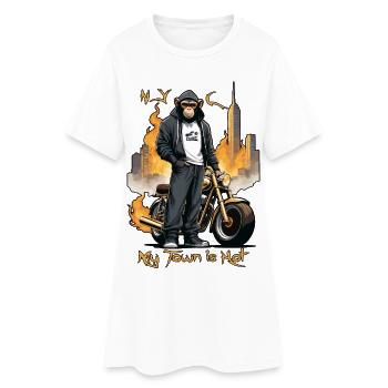 Singe motard - Robe T-shirt Femme - blanc - Devant