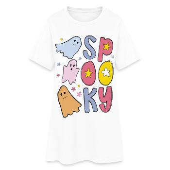 Spooky Halloween Ghost - Women’s T-Shirt Dress - white - Front