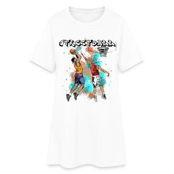 Illustration d’action de basket-ball - Robe T-shirt Femme - blanc - Devant