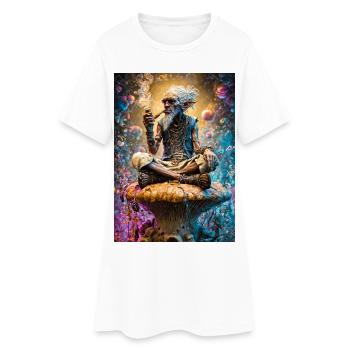 Psychedelic Goblin Sage on Mushroom - Women’s T-Shirt Dress - white - Front