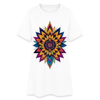 Étoile fleur colorée de mandala de fleurs LSD - Robe T-shirt Femme - blanc - Devant