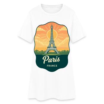 Insigne rétro du coucher de soleil de la Tour Eiffel de Paris - Robe T-shirt Femme - blanc - Devant
