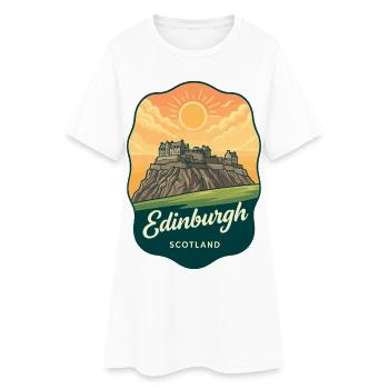 Insigne vintage du coucher du soleil du château d’Écosse d’Édimbourg - Robe T-shirt Femme - blanc - Devant