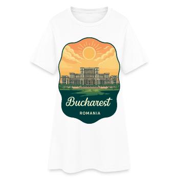 Insigne du Coucher de soleil vintage du Parlement de Bucarest - Robe T-shirt Femme - blanc - Devant