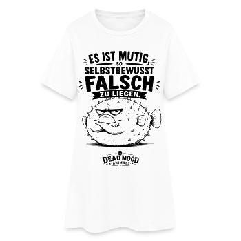 Es ist mutig, so selbstbewusst falsch zu liegen - Frauen T-Shirt-Kleid - Weiß - Vorne