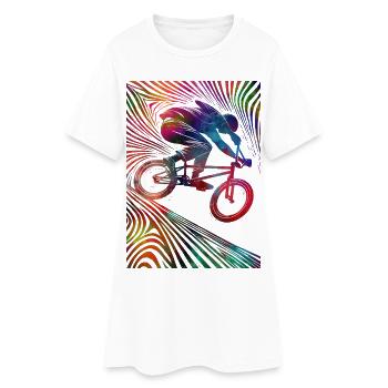 Cycliste coloré dans une explosion au néon - Robe T-shirt Femme - blanc - Devant