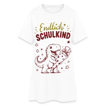 Endlich Schulkind Dino Geschenk - Frauen T-Shirt-Kleid - Weiß - Vorne