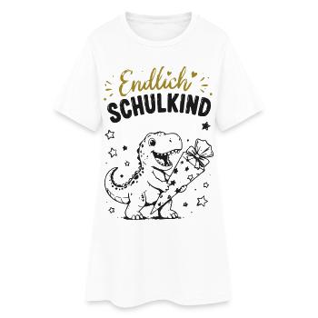 Endlich Schulkind - Frauen T-Shirt-Kleid - Weiß - Vorne