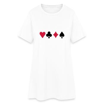 Poker - Frauen T-Shirt-Kleid - Weiß - Vorne