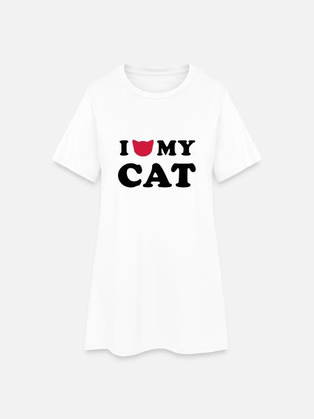 LOVE MY CAT - Robe T-shirt Femme - blanc