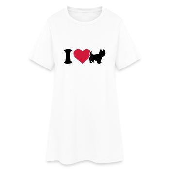 Westie - Frauen T-Shirt-Kleid - Weiß - Vorne