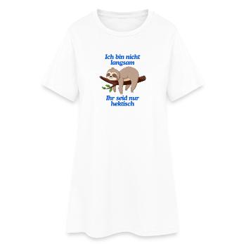 Lustiges Faultier T-Shirt | Langsam & Humor - Frauen T-Shirt-Kleid - Weiß - Vorne
