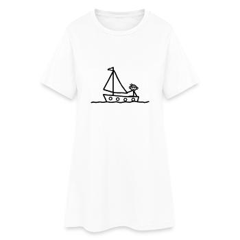 Strichmännchen im Boot - segeln - Frauen T-Shirt-Kleid - Weiß - Vorne
