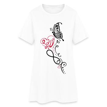 Herz mit Schmetterling, infinity - Robe T-shirt Femme - blanc - Devant