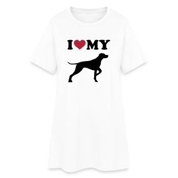 Deutsch Kurzhaar - Frauen T-Shirt-Kleid - Weiß - Vorne