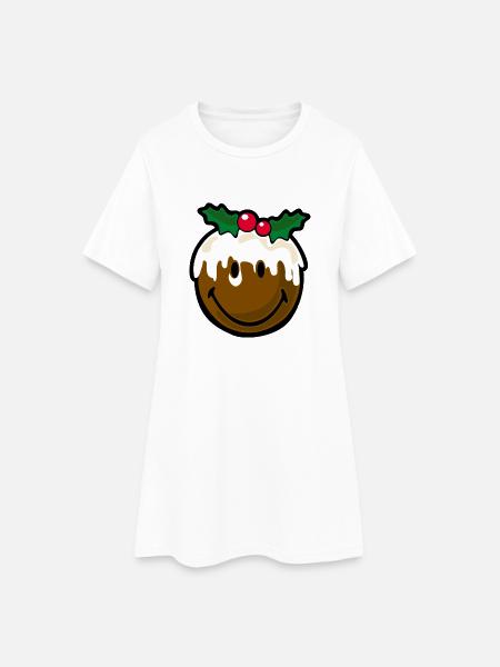 Smiley Christmas Cookie - Frauen T-Shirt-Kleid - Weiß