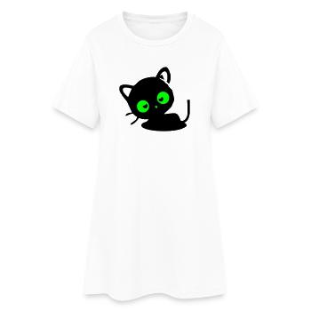 Katze - Frauen T-Shirt-Kleid - Weiß - Vorne