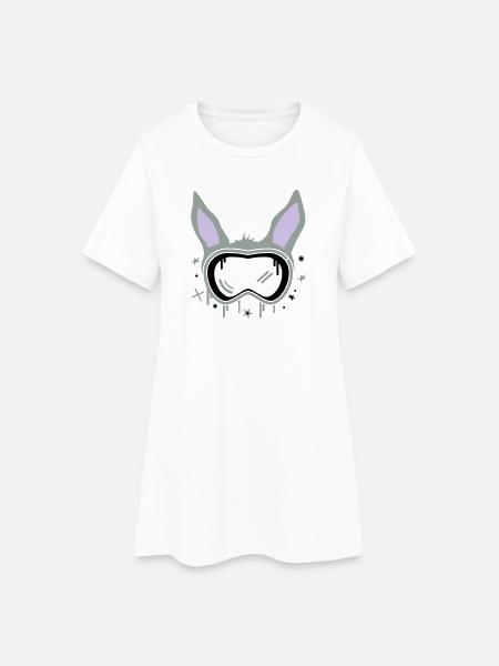 Skihase - Frauen T-Shirt-Kleid - Weiß