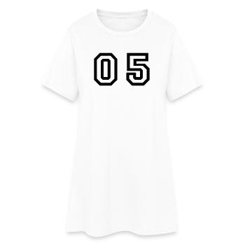 Nummer - 05 - null fünf - Frauen T-Shirt-Kleid - Weiß - Vorne