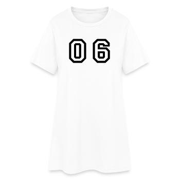 Nummer - 06 - Null Sechs - Frauen T-Shirt-Kleid - Weiß - Vorne