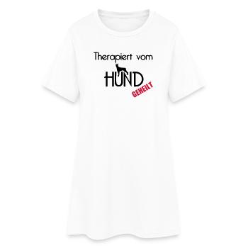 Therapiert vom Hund Hunde Tier Haustier Geschenk - Frauen T-Shirt-Kleid - Weiß - Vorne