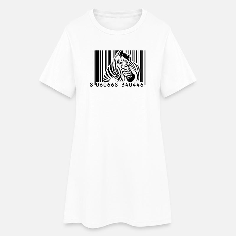 Barcode Zebra - Frauen T-Shirt-Kleid - Weiß