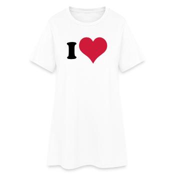 Ich Liebe - Ich Herz - Frauen T-Shirt-Kleid - Weiß - Vorne